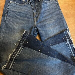 Lucky Brand Blue Ankle Jeans with Frayed Hem